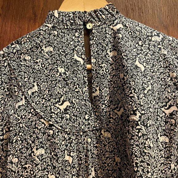 DOEN Marabella Dress Black Prancing Fawn Floral M - Picture 6 of 7